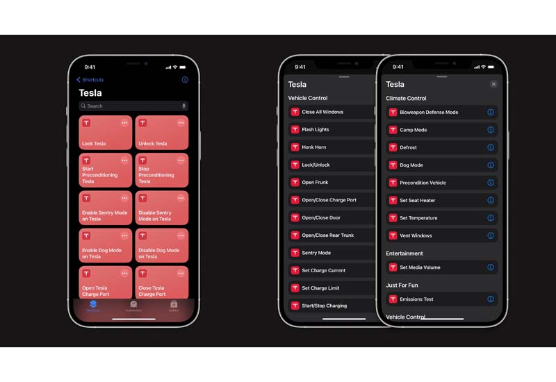 Tesla app update includes Apple Shortcuts support