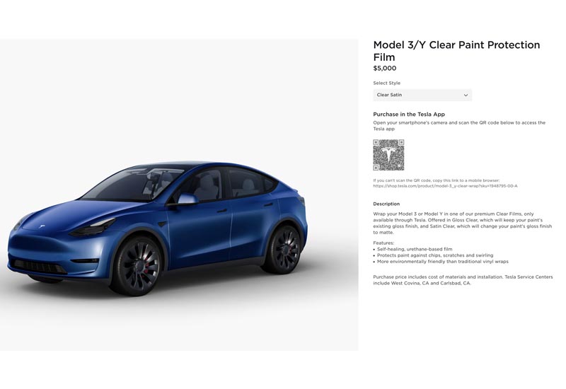 Tesla offering clear paint protection film (PPF) service