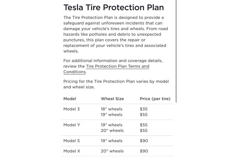 Tesla Tire Protection Plan