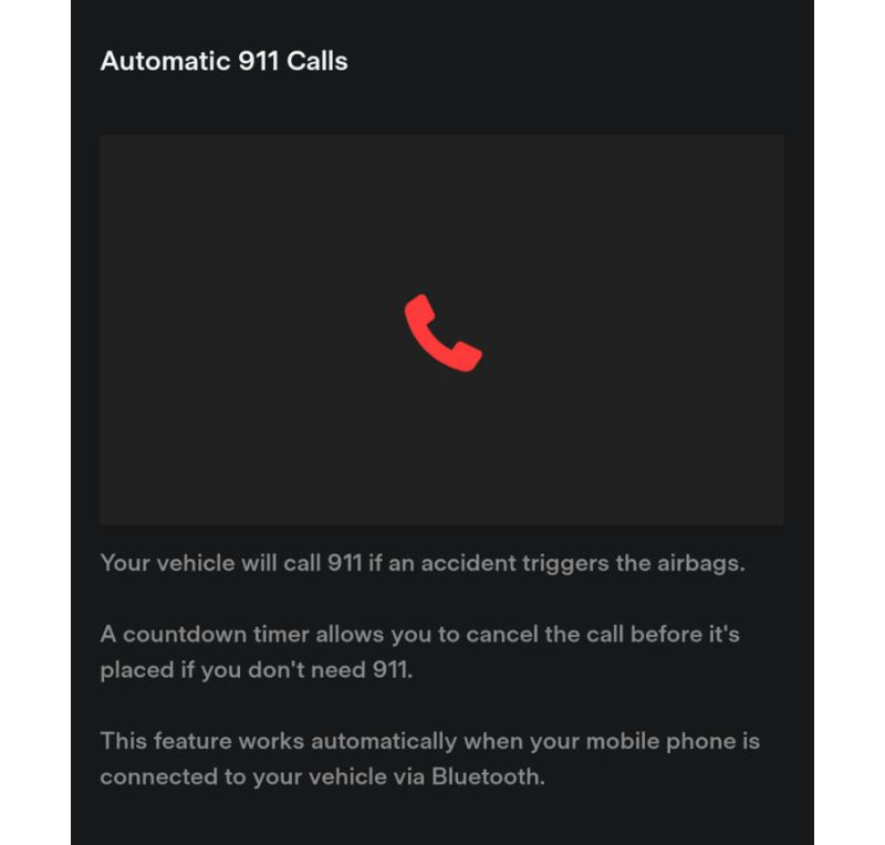 Tesla Automatic Emergency Call 911 Function