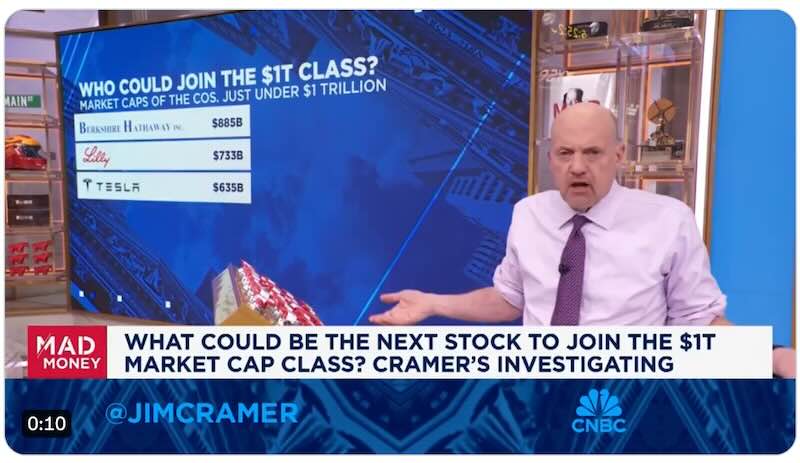 Jim Cramer believes Tesla has the potential to reach a $1 trillion market valuation