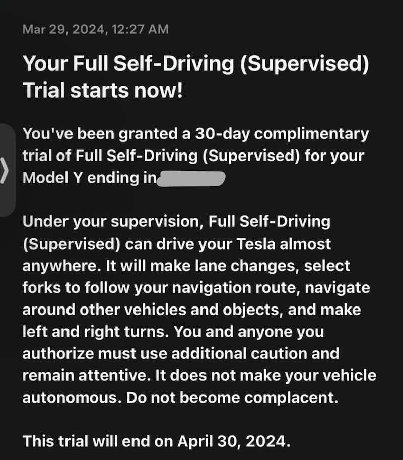 Tesla's FSD Free Trial: Tesla's Starting to Roll Out to Tesla Owners in the U.S