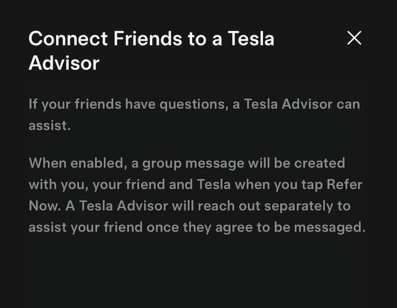 directly connect friends to a Tesla Advisor