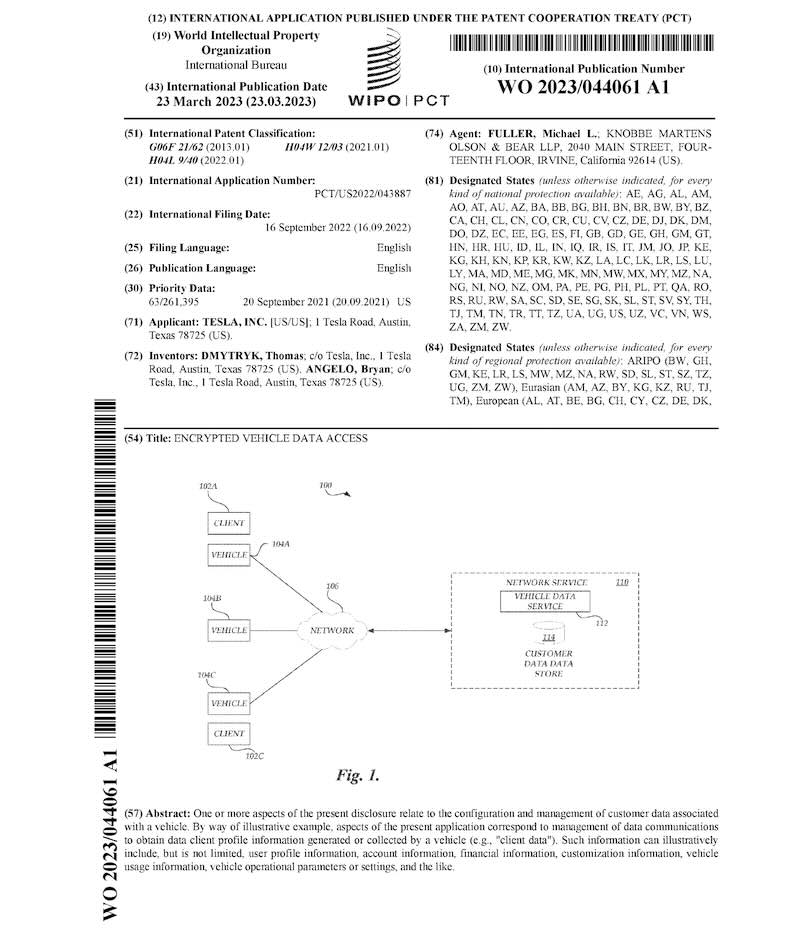 Tesla Robotaxi published patent application