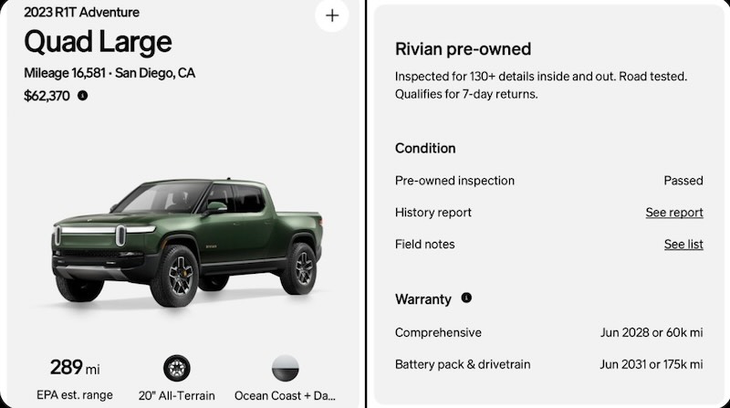 Rivian Launches Pre-Owned EV Store