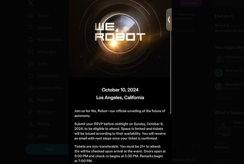 Tesla's "We, Robot" Event