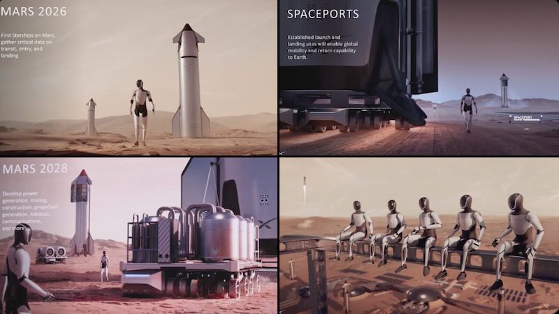 SpaceX of Tesla's Optimus robot on Mars.