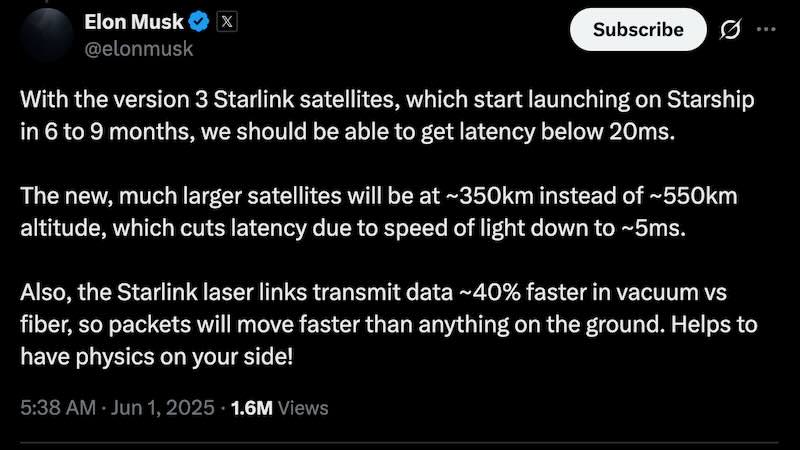 Elon Musk has announced an ambitious timeline for launching next-generation Starlink V3 satellites