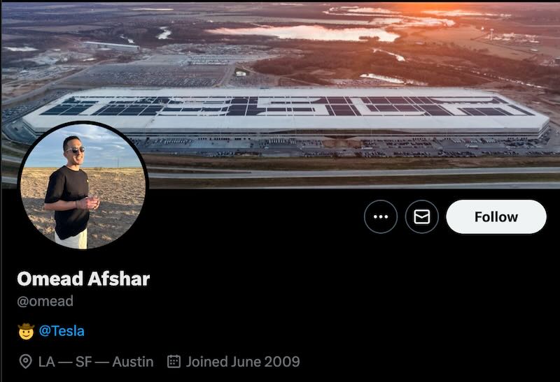 Tesla's Omead Afshar Leaves Company