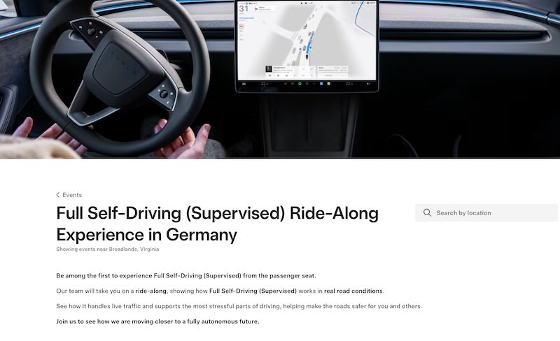 Tesla is now offering FSD (Supervised) ride alongs in Europe for the first time ever, with Italy, Germany and France to start.
