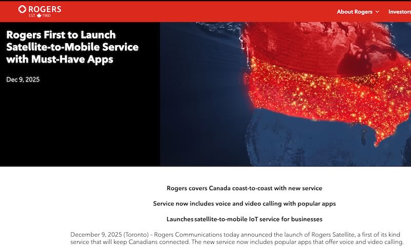 Rogers Satellite Service Launches With WhatsApp, Maps Support