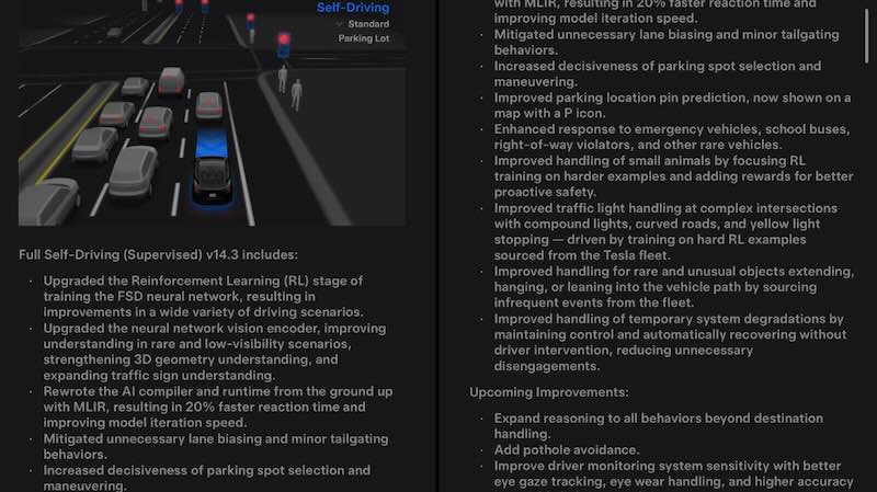 Tesla has officially released FSD V14.3