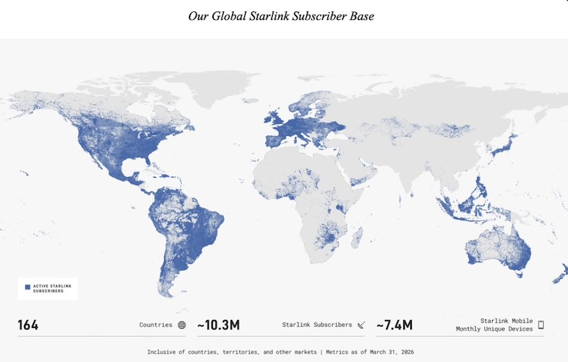 see where SpaceX's global subscriber base