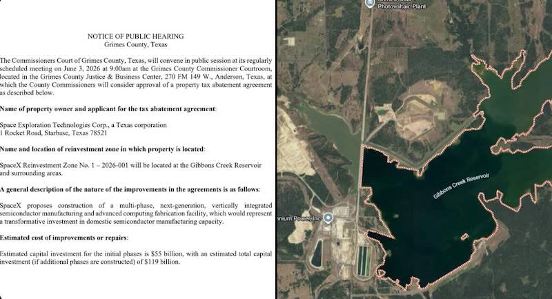 The County of Grimes, Texas, will be home to SpaceX's Multiphase
